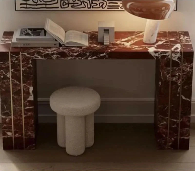 Tostone Elegant French Style Rosso Levanto Natural Marble Console Table for Entryway