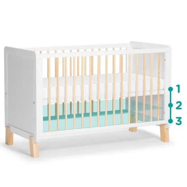 Durable Solid Wood Natural Convertible Baby Crib for Nursery - European Design