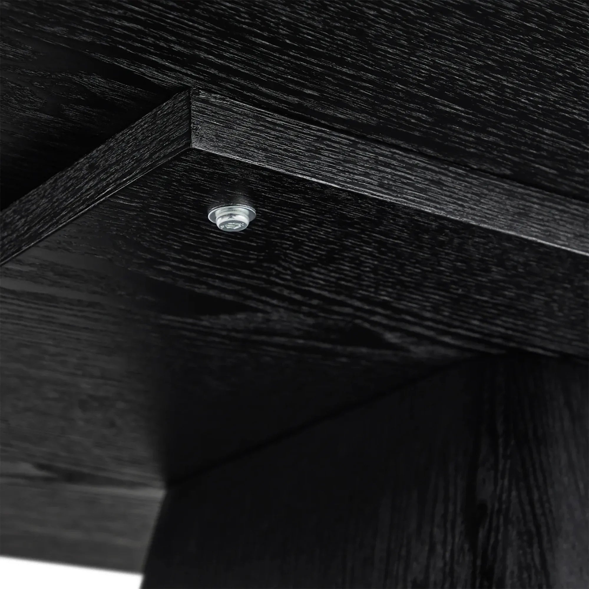 Modern Black Rectangular Dining Table, Oak Wood Top, Durable Industrial Design
