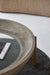Reclaimed Elm Wood Round Coffee Table with 8mm Tempered Glass Top