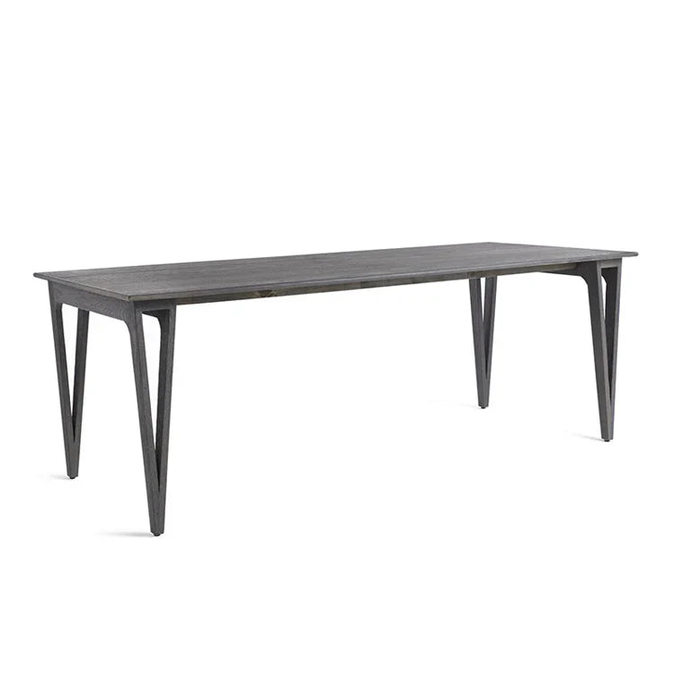 European Vintage Smoked Oak Dining Table - Solid Wood Kitchen Furniture