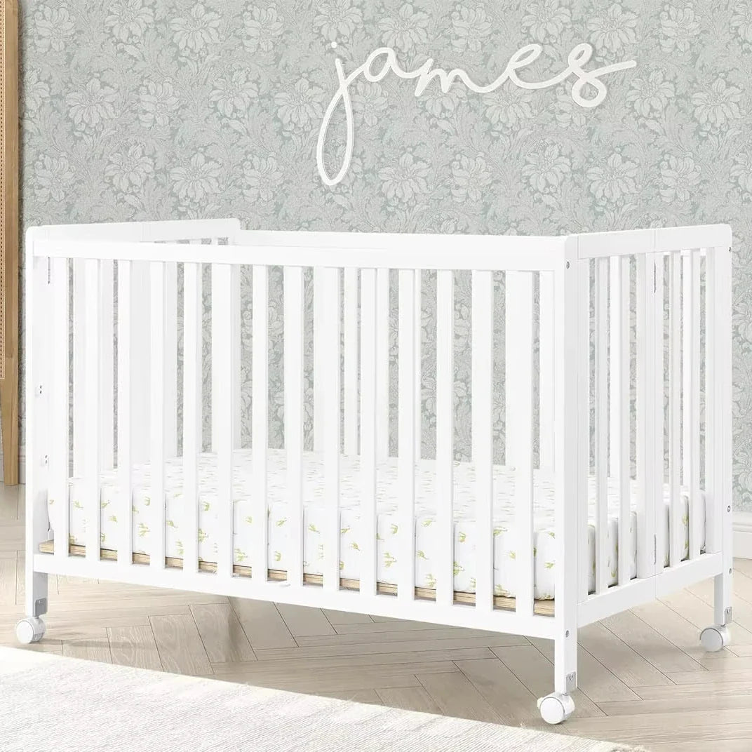 Portable Folding Wood Crib: Secure, Space-Saving, Easy-Fold Nursery Bed for Travel