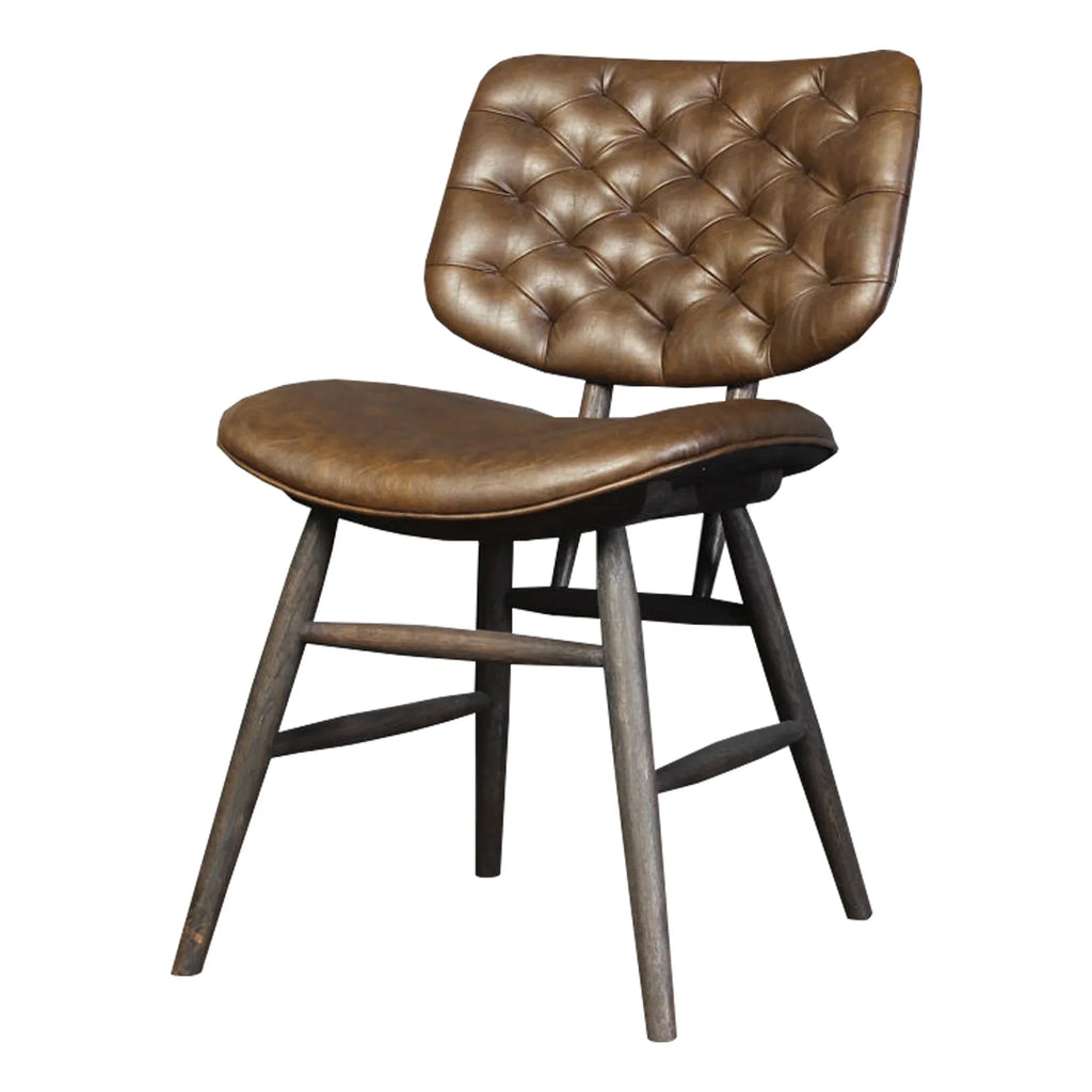 Elegant Modern Leather Dining Chair, Premium Oak Frame, Luxury Restaurant Hotel Home Seating