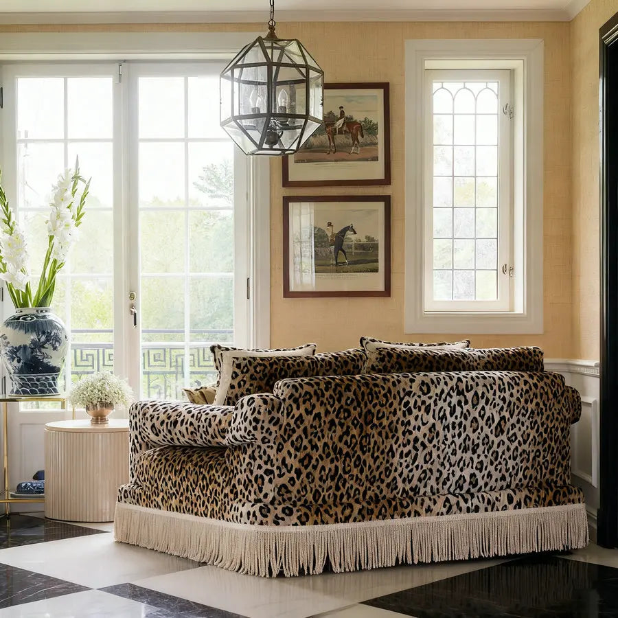 Luxury Velvet 3-Seater Sofa with Elegant Fringe and Tassels for Modern Homes