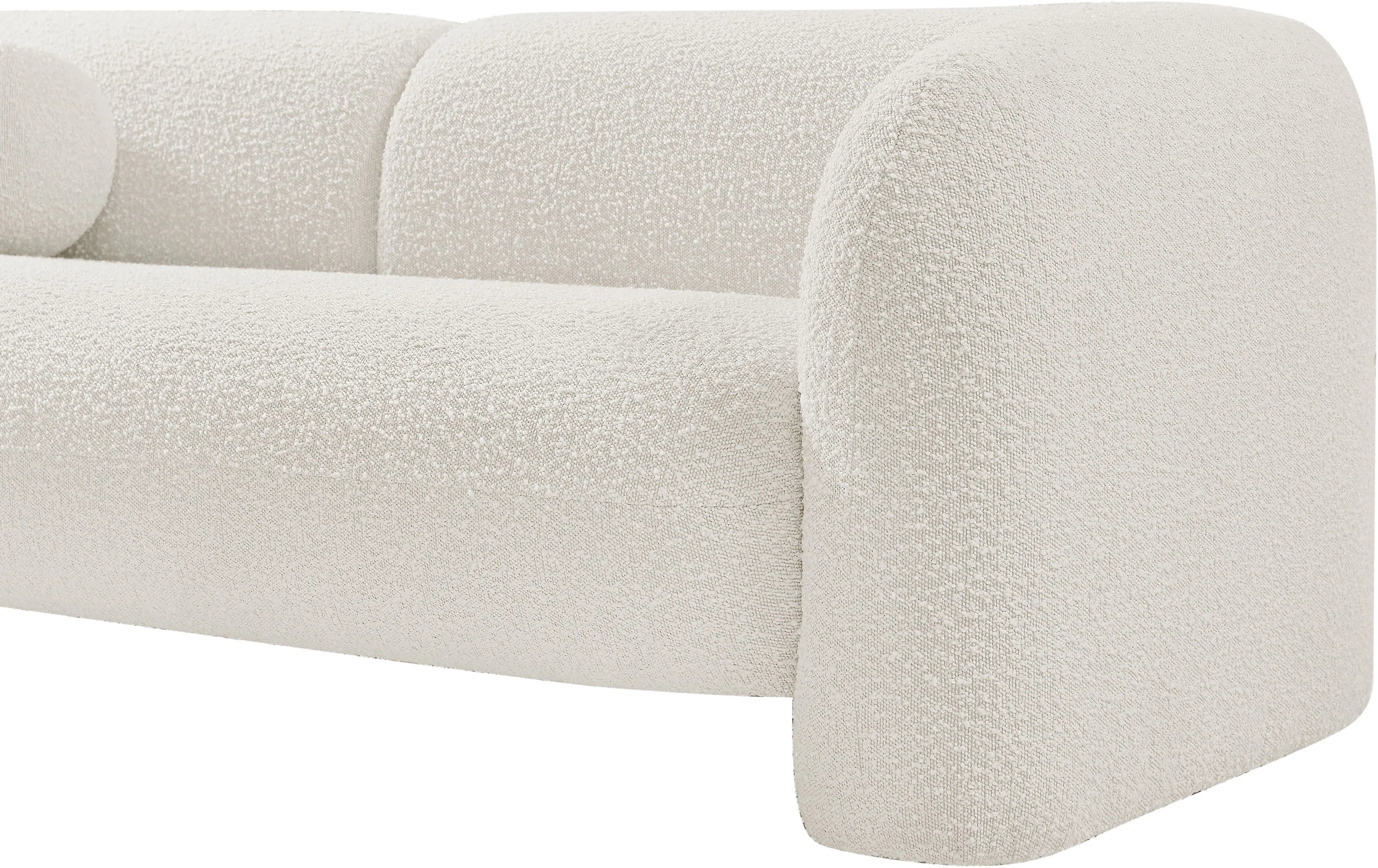 Elegant Boucle Fabric Modern Wooden Sofa – Luxury Carved Living Room Seating