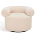 Luxurious White Boucle Swivel Accent Chair, Low Back, Upholstered Living Room Armchair