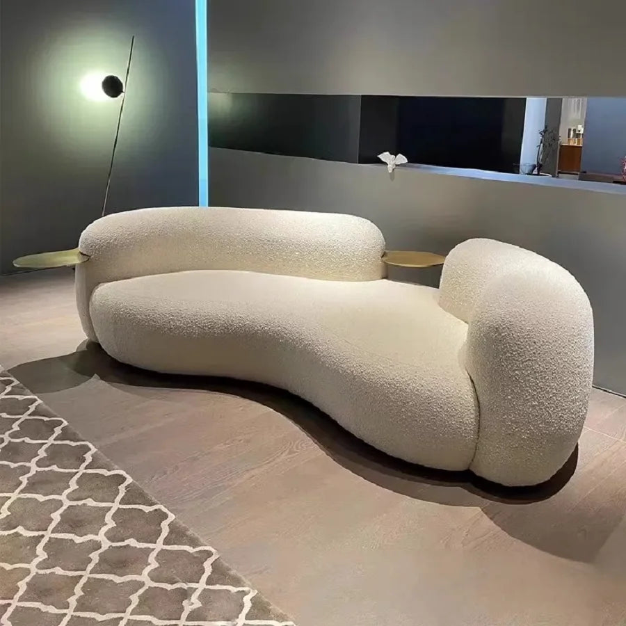 Elegant Nordic Curved Boucle Fabric Sofa: Luxurious Living Room Couch