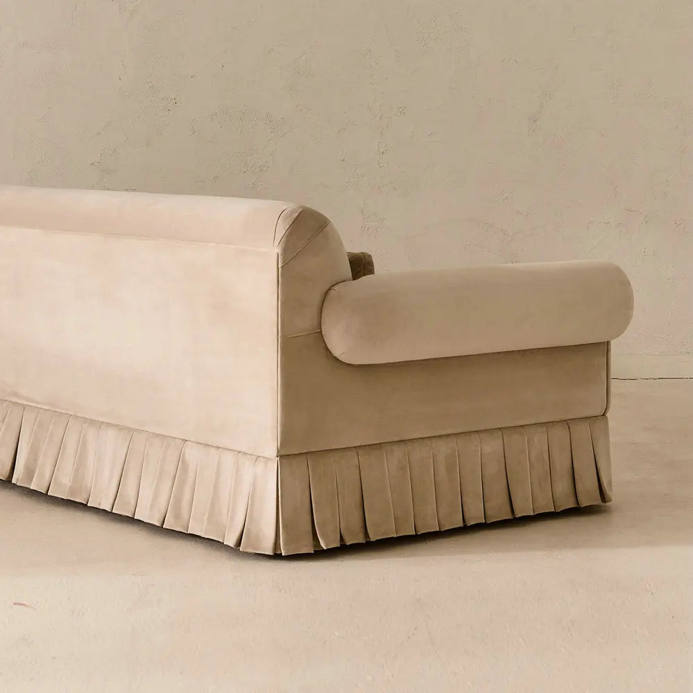 Elegant Purple Velvet Pleated Skirt Daybed Sofa with Tassels