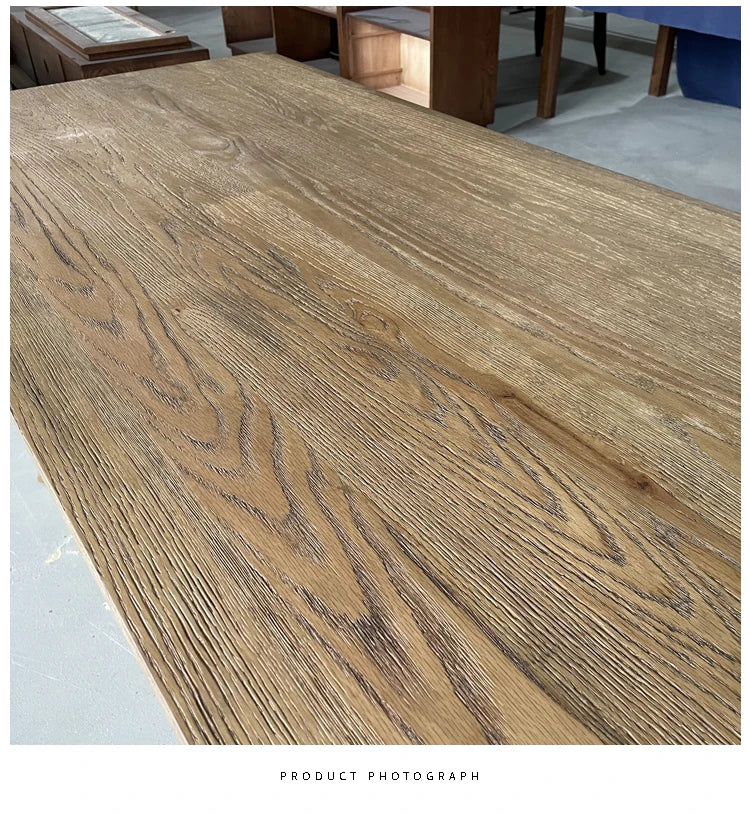 Modern Solid White Oak 8-Seater Dining Table, Durable Family Kitchen Furniture