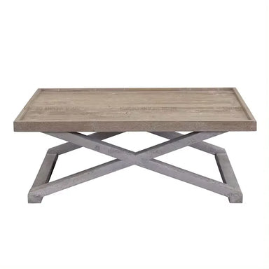 French Country Rustic Recycled Pine Coffee Table, Hand-Painted Dual Tone, Vintage Design