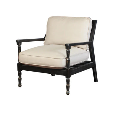Elegant Black Suede Upholstered Accent Armchair with Solid Oak Wood Frame