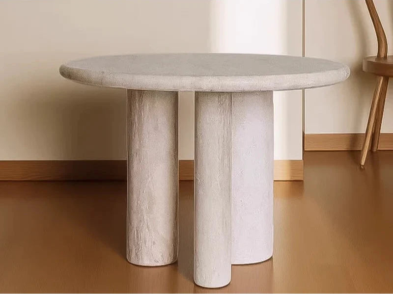 Tostone Cream Travertine Round Dining Table, Modern Minimalist Stone Design for Home