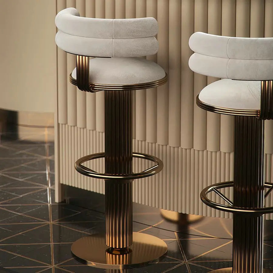 Luxury Modern Velvet Bar Stool with Stainless Steel Footrest