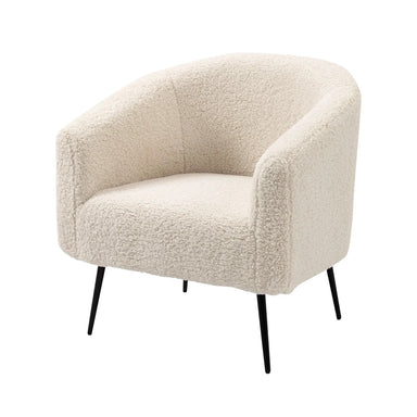 Plush White Fleece Modern Arm Dining Chair | Comfortable Upholstered Accent Seat