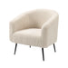 Plush White Fleece Modern Arm Dining Chair | Comfortable Upholstered Accent Seat