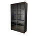 Elegant Solid Oak Black Glass Display Cabinet & Bookcase, Living Room