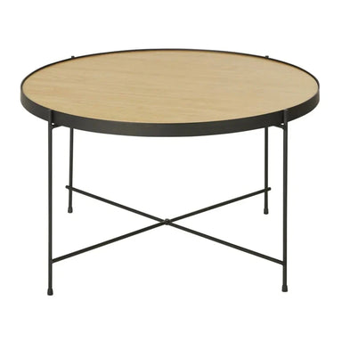 Elegant Round Metal Frame Coffee Table with Wood, Marble, Glass Top
