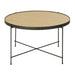 Elegant Round Metal Frame Coffee Table with Wood, Marble, Glass Top