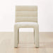 Chic Nordic Channel Tufted Velvet Dining Chair, Upholstered White, Modern Wood Frame