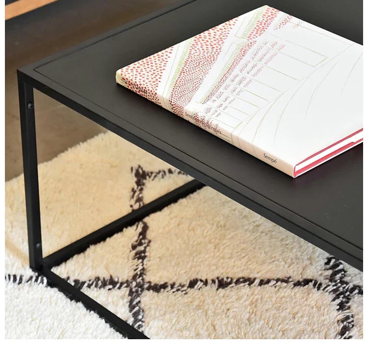 Sleek Modern Black Metal Square Coffee Table for Stylish Living Rooms