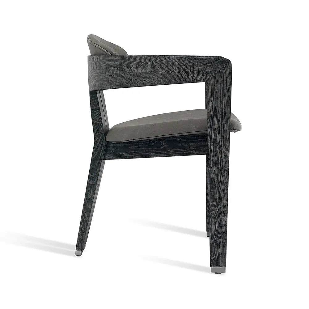 Stylish Nordic Black Oak Wood Accent Dining Chair with Comfortable Arms