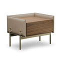 Modern Italian Luxury Stainless Steel Saddle Leather Rectangular Nightstand Table
