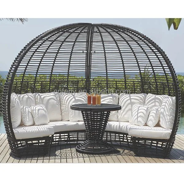 Project-Grade Weatherproof Rattan Outdoor Sunbed With Reinforced Aluminum Frame