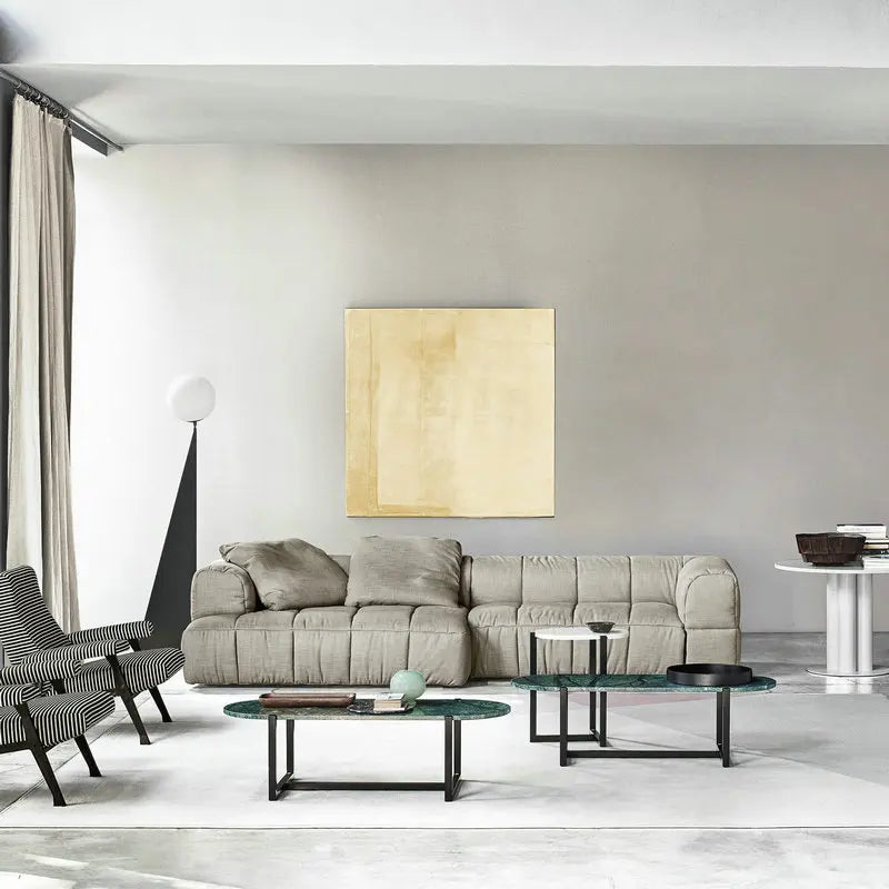 Modern Velvet Tufted Sectional Modular Feather Down I-Shape Sofa Set
