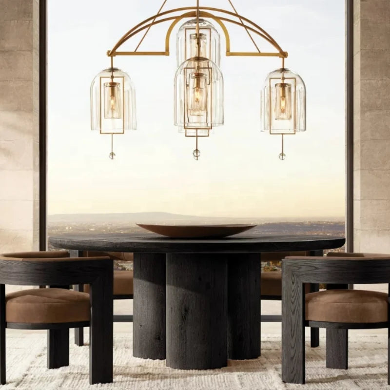 Premium American Oak Round Dining Table & Chairs Set for Luxury Living