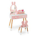 Kids Wooden Vanity Dressing Table & Chair Set with Mirror for Play