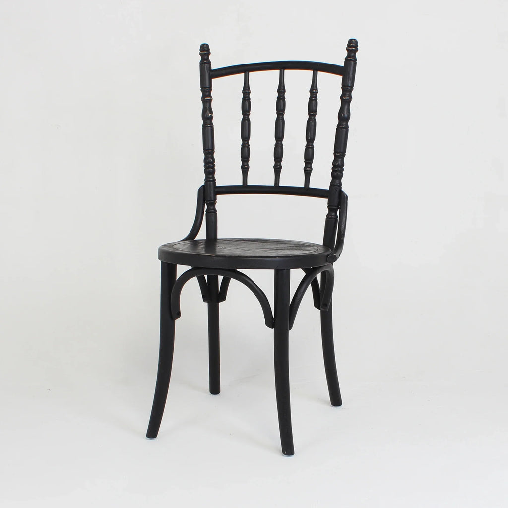 Elegant French Antique Black Oak Wood Chiavari Dining Chair for Events