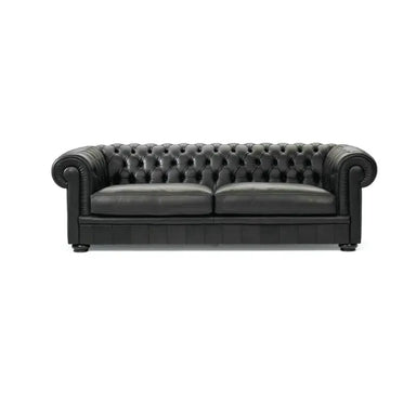 Classic Tufted Leather Chesterfield Sofa, Luxury Living Room Couch