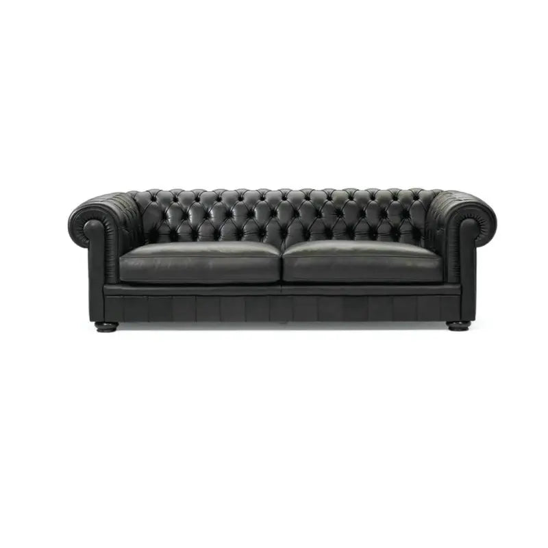 Classic Tufted Leather Chesterfield Sofa, Luxury Living Room Couch