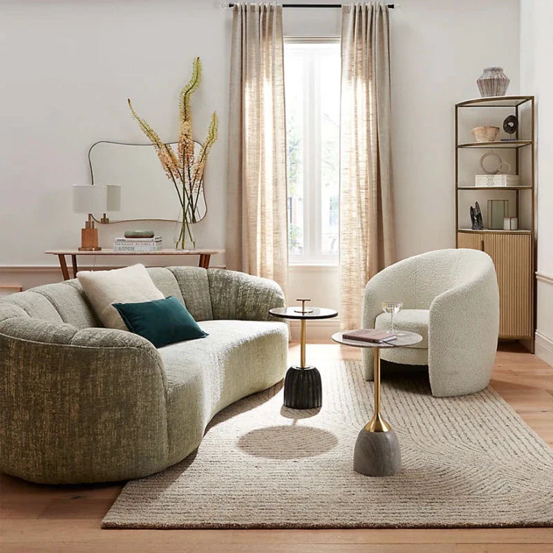 Luxurious Nordic Boucle Accent Chair Half-Round Shaped Armchair Modern Design