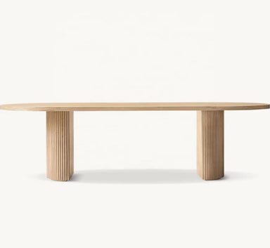 Premium Oval Solid Wood Dining Table for Home & Restaurant, Plank Design