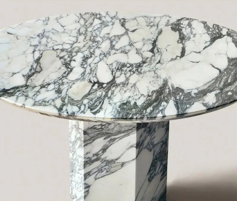 Elegant Arabescato White Marble Round Coffee Table for Modern Living Spaces