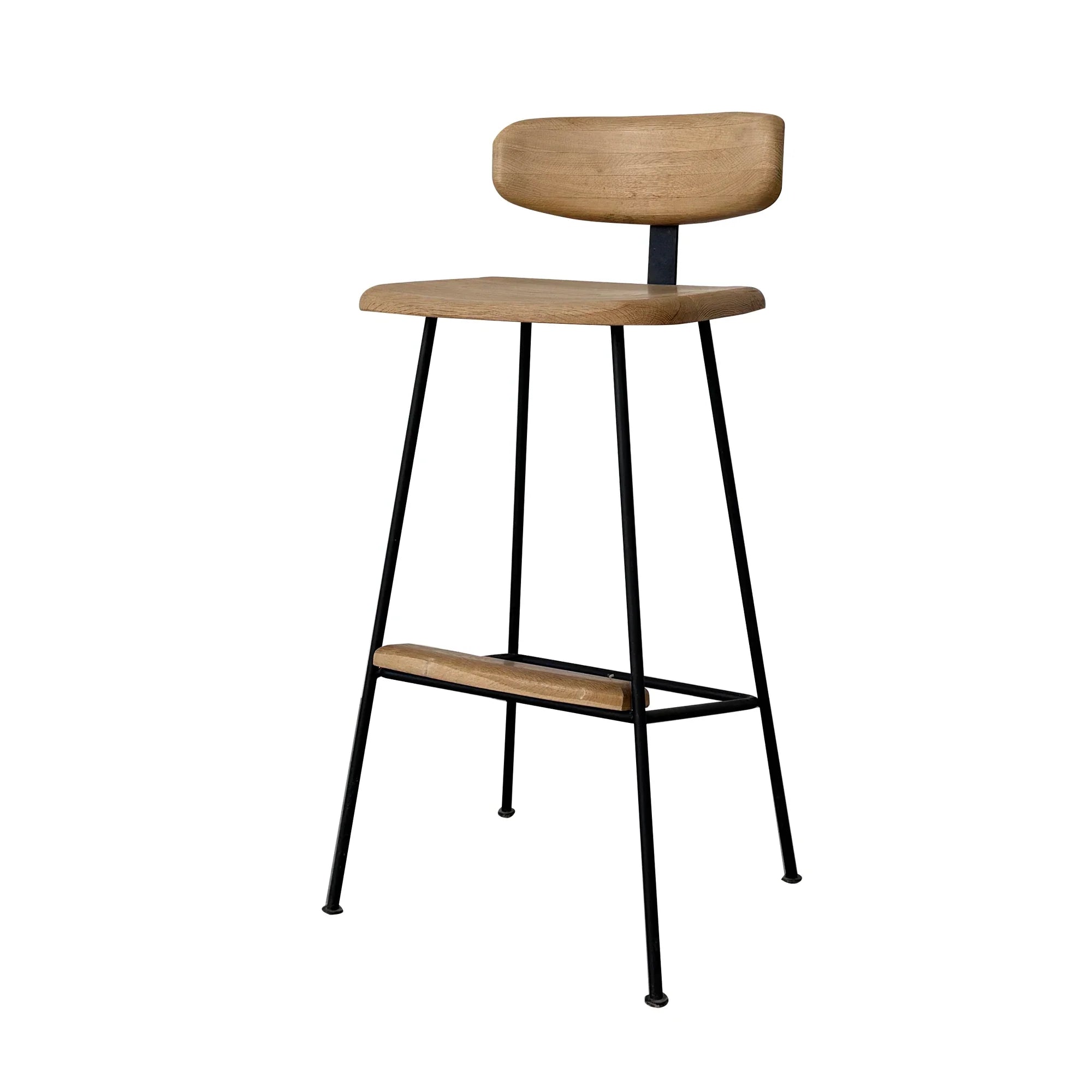 Modern Industrial Oak & Metal Counter Stool - High Bar Chair for Kitchen
