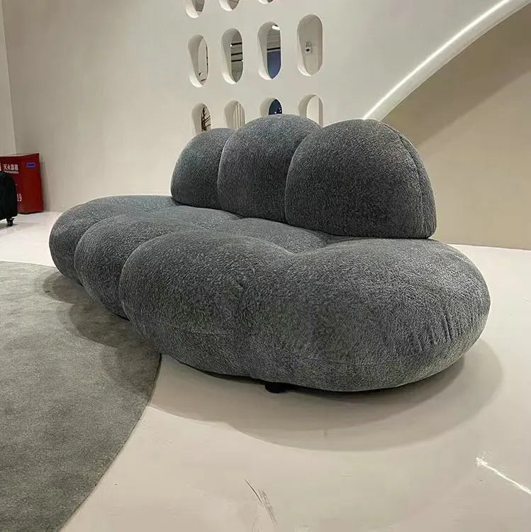 Luxury Boucle Fabric Cloud Sofa, Modern 3-Seater Velvet Couch