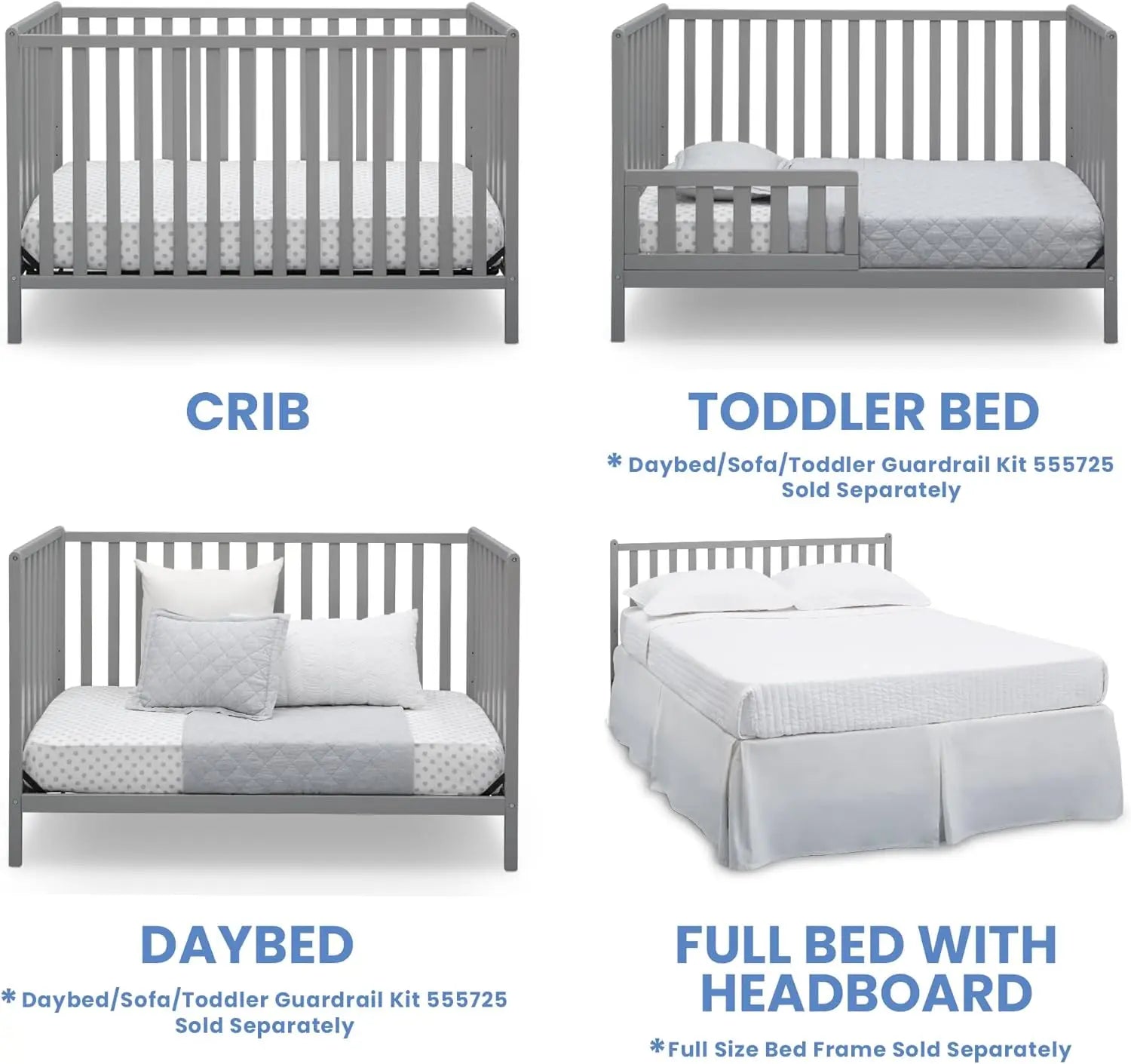 Versatile 4-in-1 Convertible Baby Crib: Grow-With-Me Toddler Bed, Daybed, Full Bed