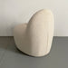 Elegant White Boucle Accent Chair with Carved Oak Frame for Living Room