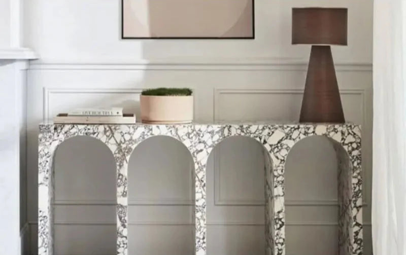 Elegant Hand-Carved Calacatta Viola Marble Console Table for Luxury Living Spaces