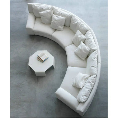 Modern Curved White Leather Sectional Sofa - Luxury Living Room Couch
