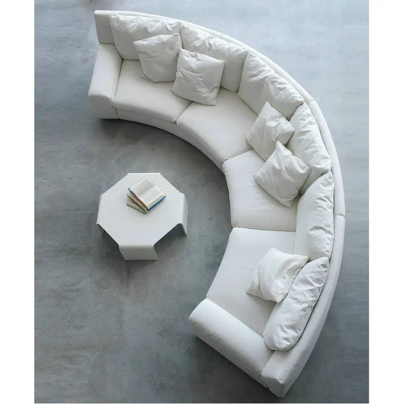 Modern Curved White Leather Sectional Sofa - Luxury Living Room Couch