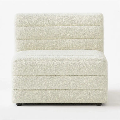 Modern Luxury Boucle Armless Accent Chair, Solid Wood Living Room Sofa