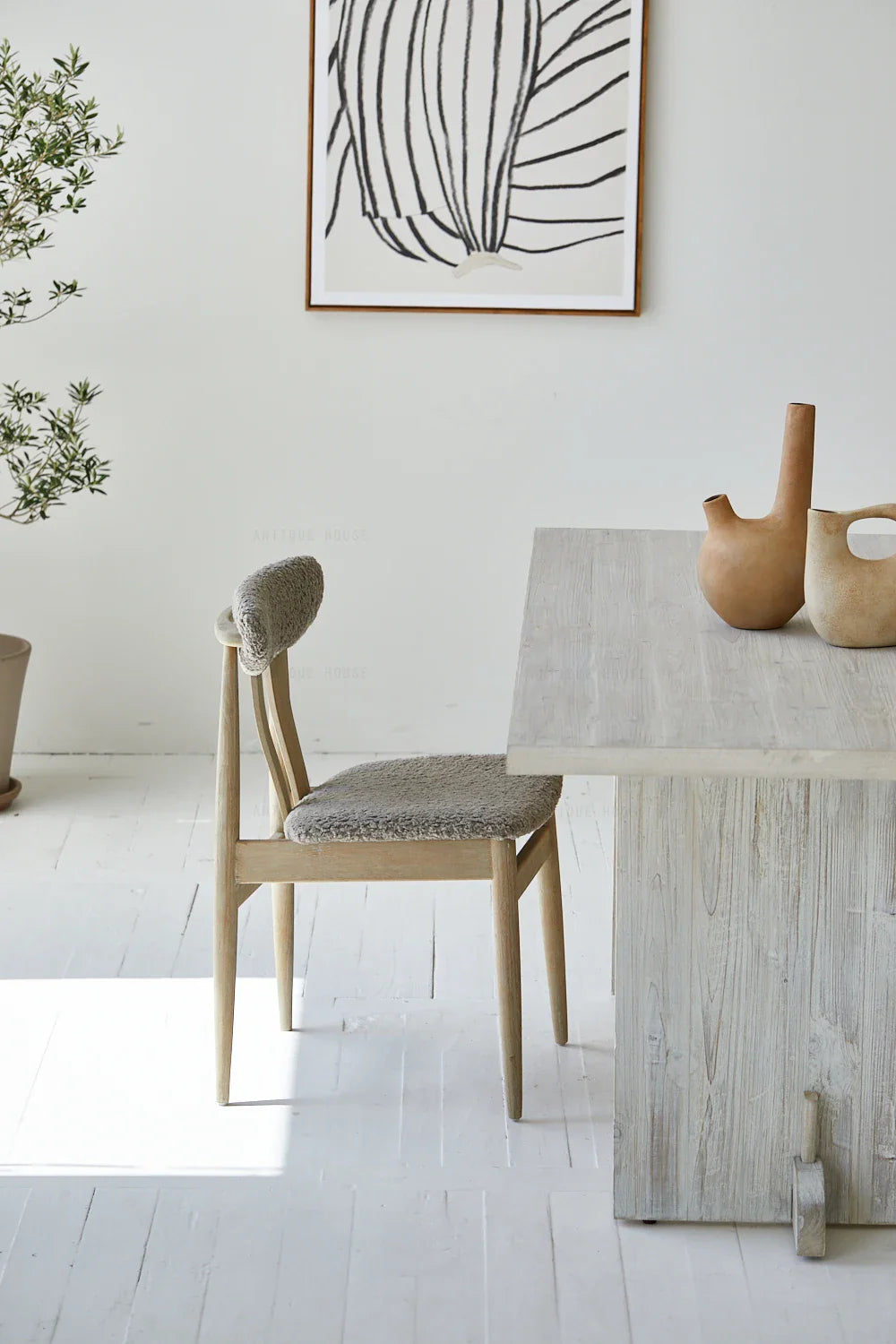 Wabi-Sabi Recycled Pine Dining Table: Natural Wood 6-Seater Accent Furniture