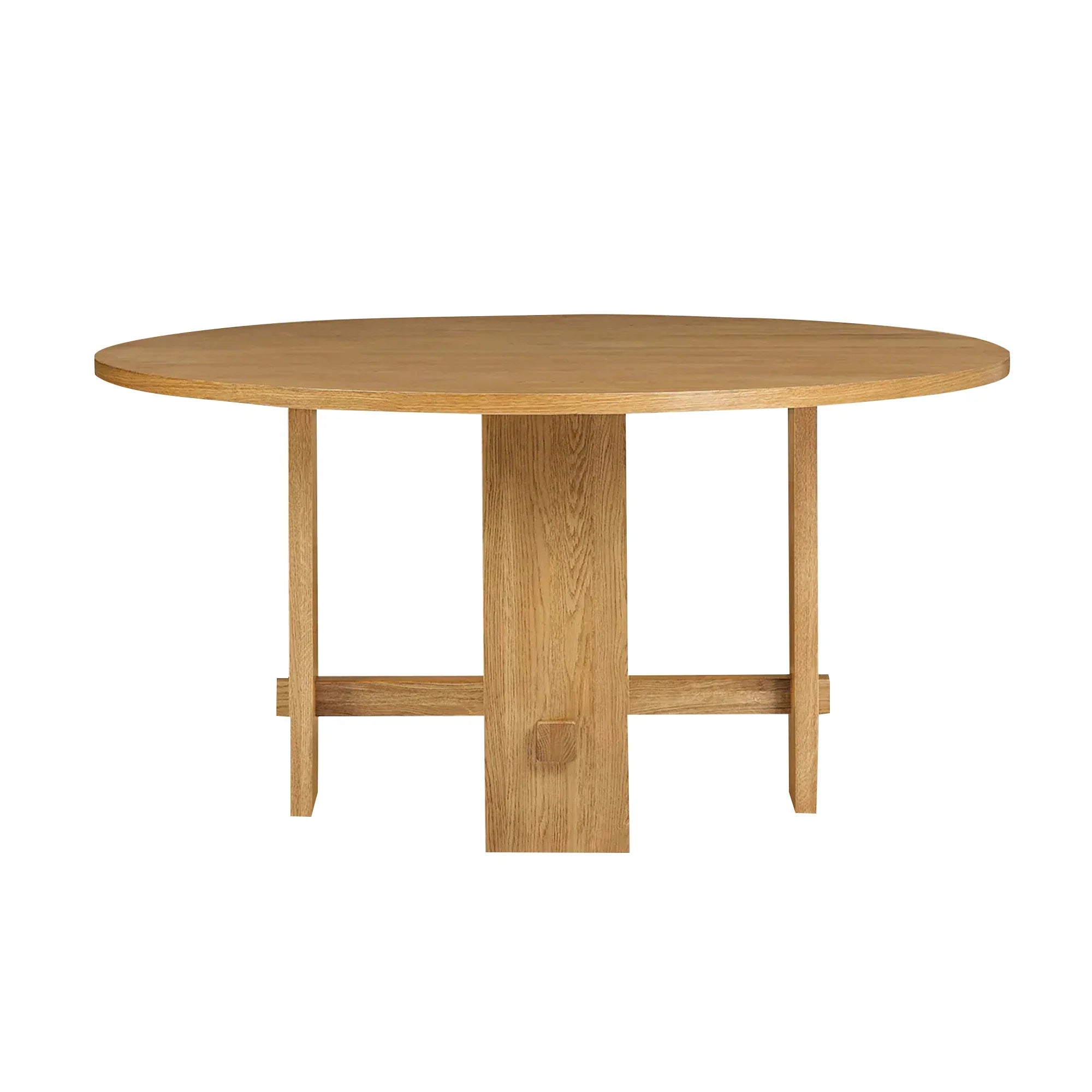 Elegant Round Oak Trestle Dining Table for Modern Homes and Events