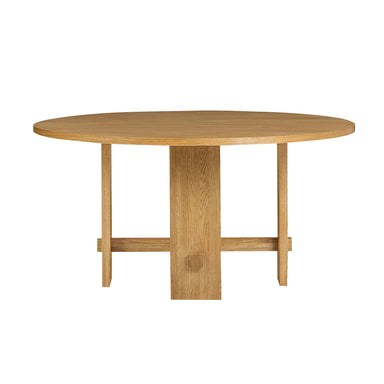 Elegant Round Oak Trestle Dining Table for Modern Homes and Events