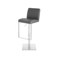 Luxury Modern Swivel Black Faux Leather Adjustable High Back Bar Stool
