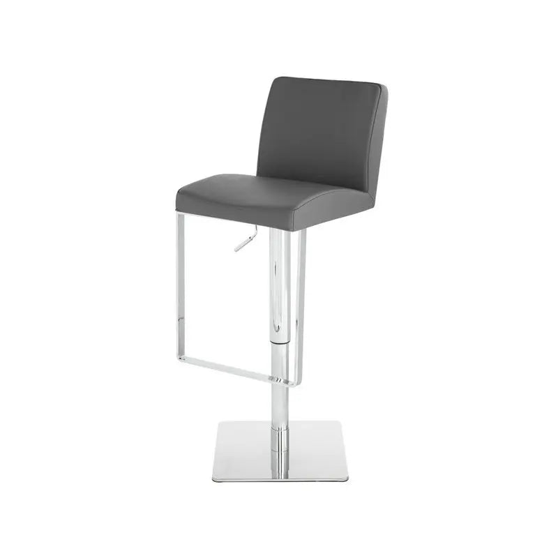 Luxury Modern Swivel Black Faux Leather Adjustable High Back Bar Stool