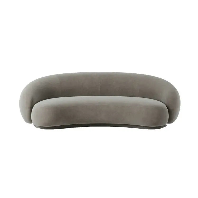 Elegant Cream Velvet Curved Sofa Luxurious Living Room Minimalist Leisure Couch